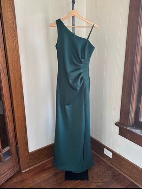 Xscape Teal Asymmetrical One-Shoulder Dress